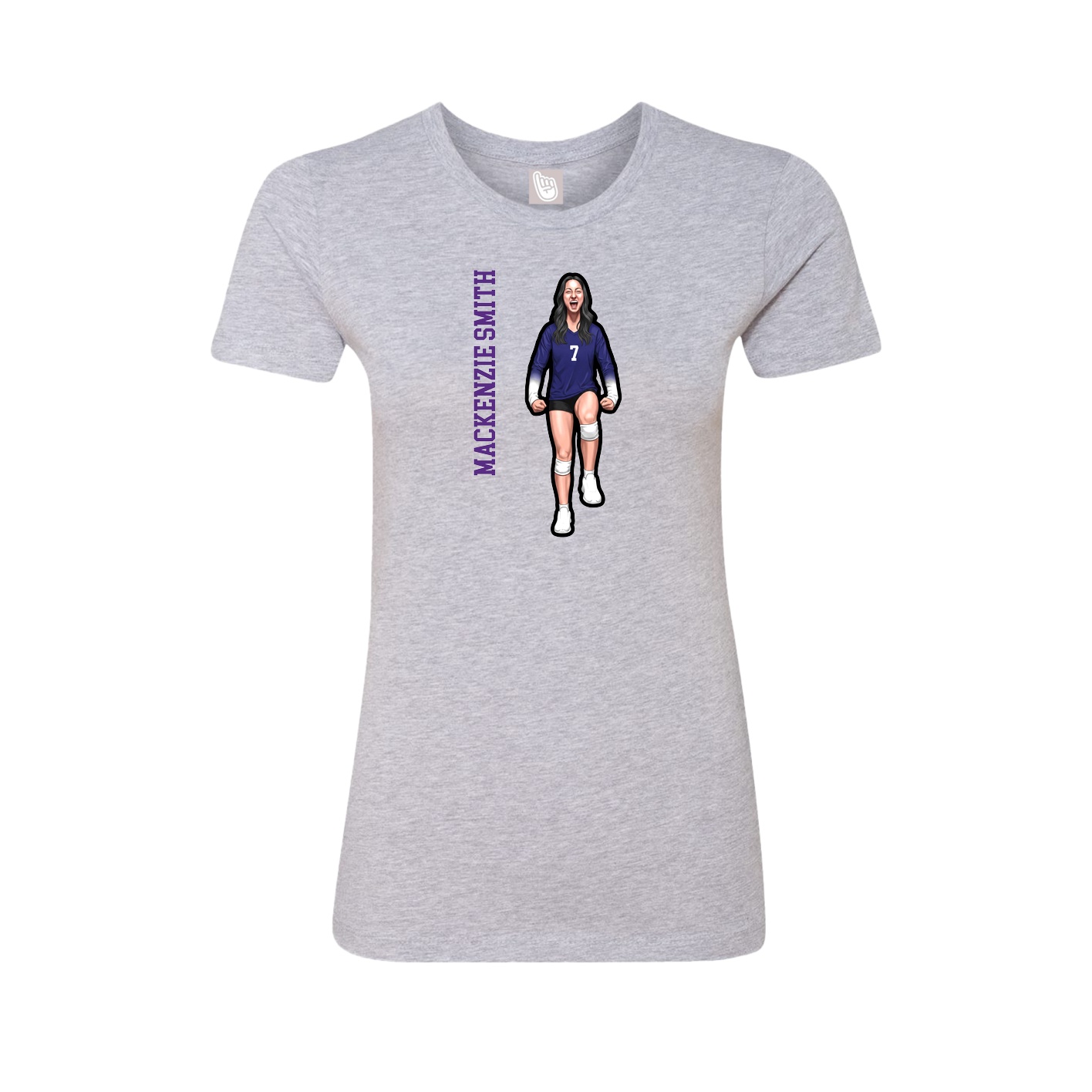 Fitted Women's Tee — Name Vertical in Grey