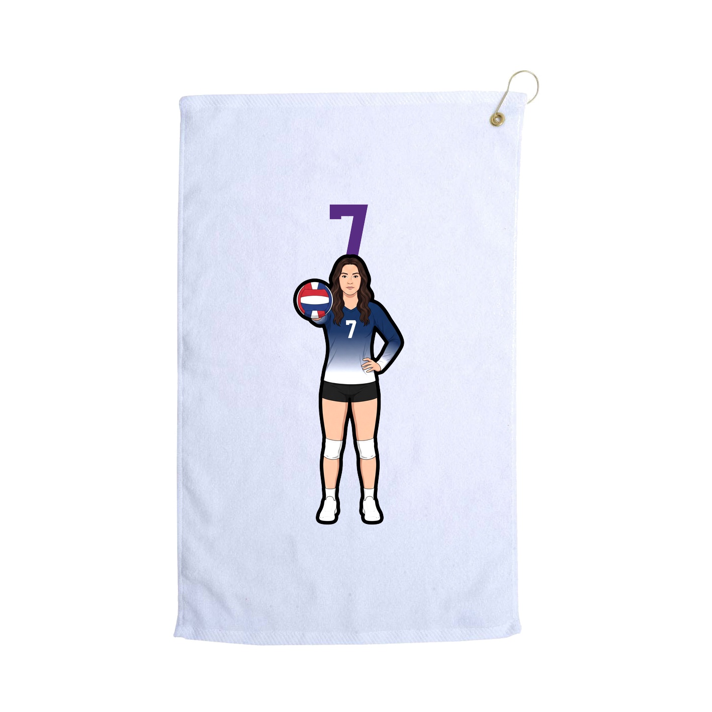 Golf Towel — Number Top in White