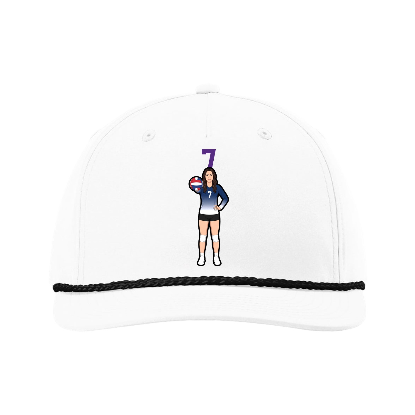 Five-Panel Classic Rope Cap — Number Top in White