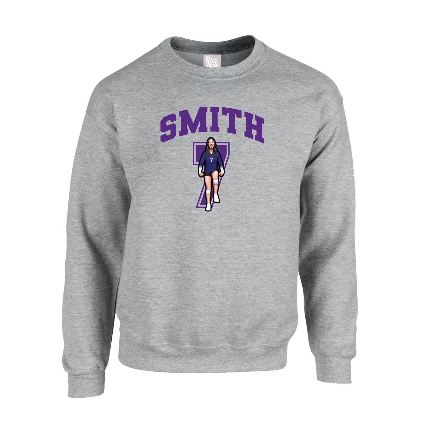 Fleece Crew — Number in Grey