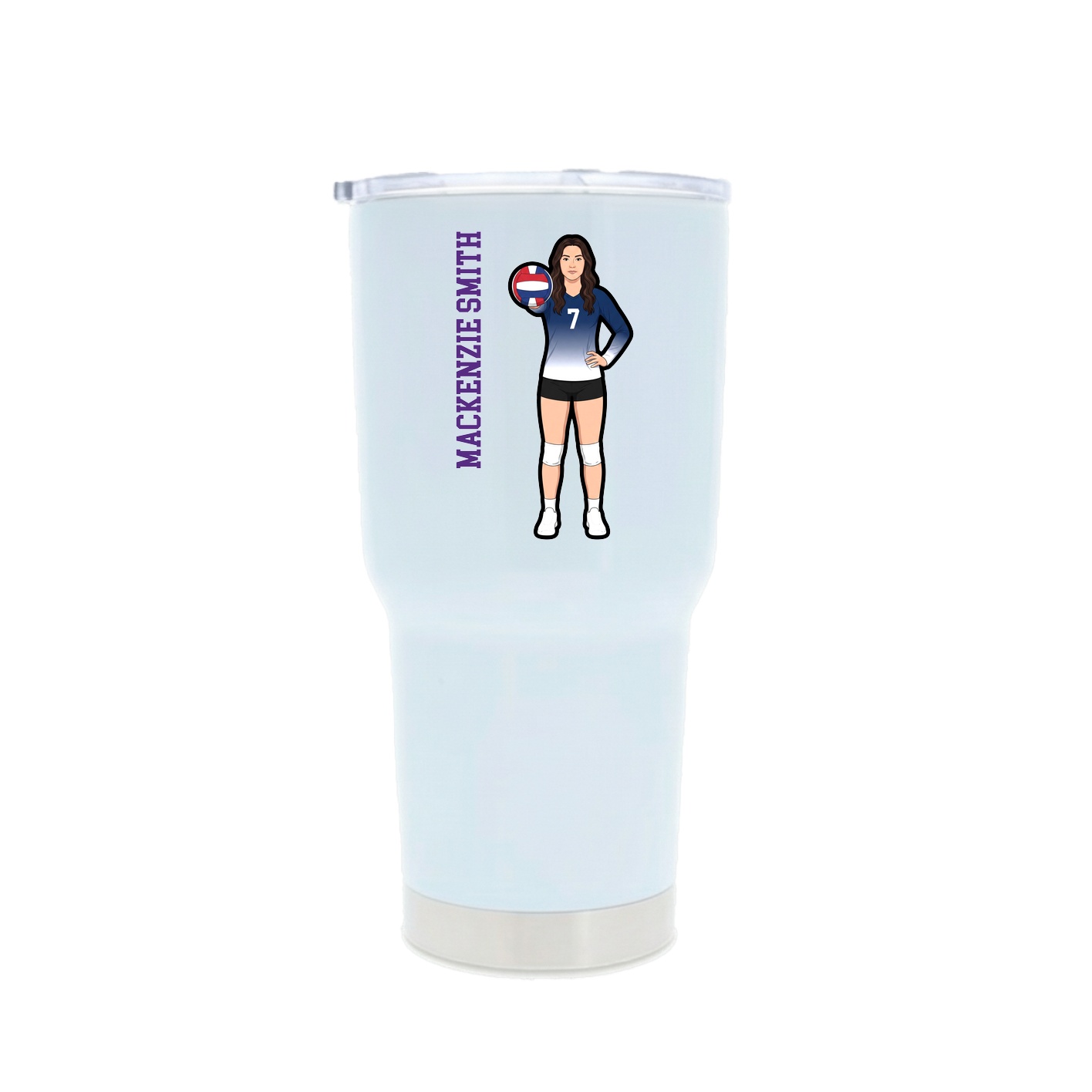30oz Stainless Steel Tumbler — Name Vertical in White