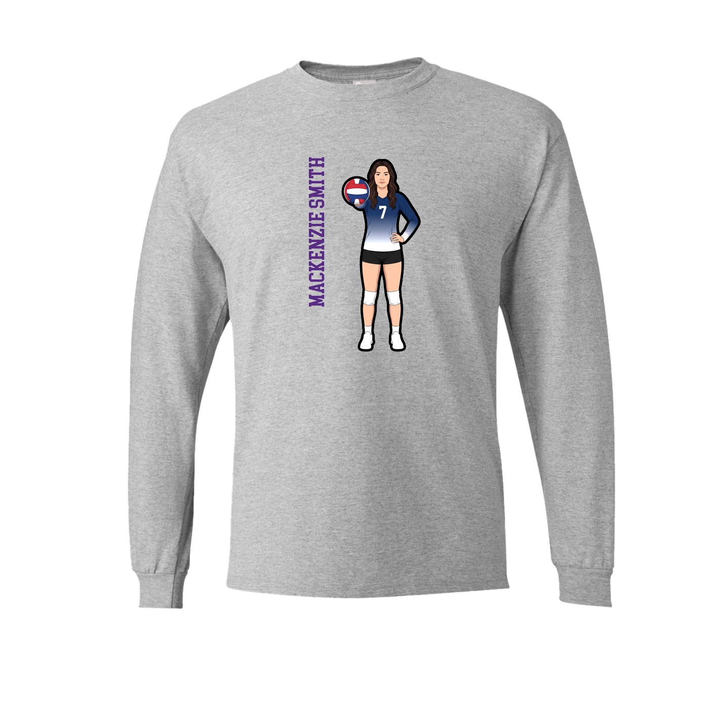 Long Sleeve Tee — Name Vertical in Grey