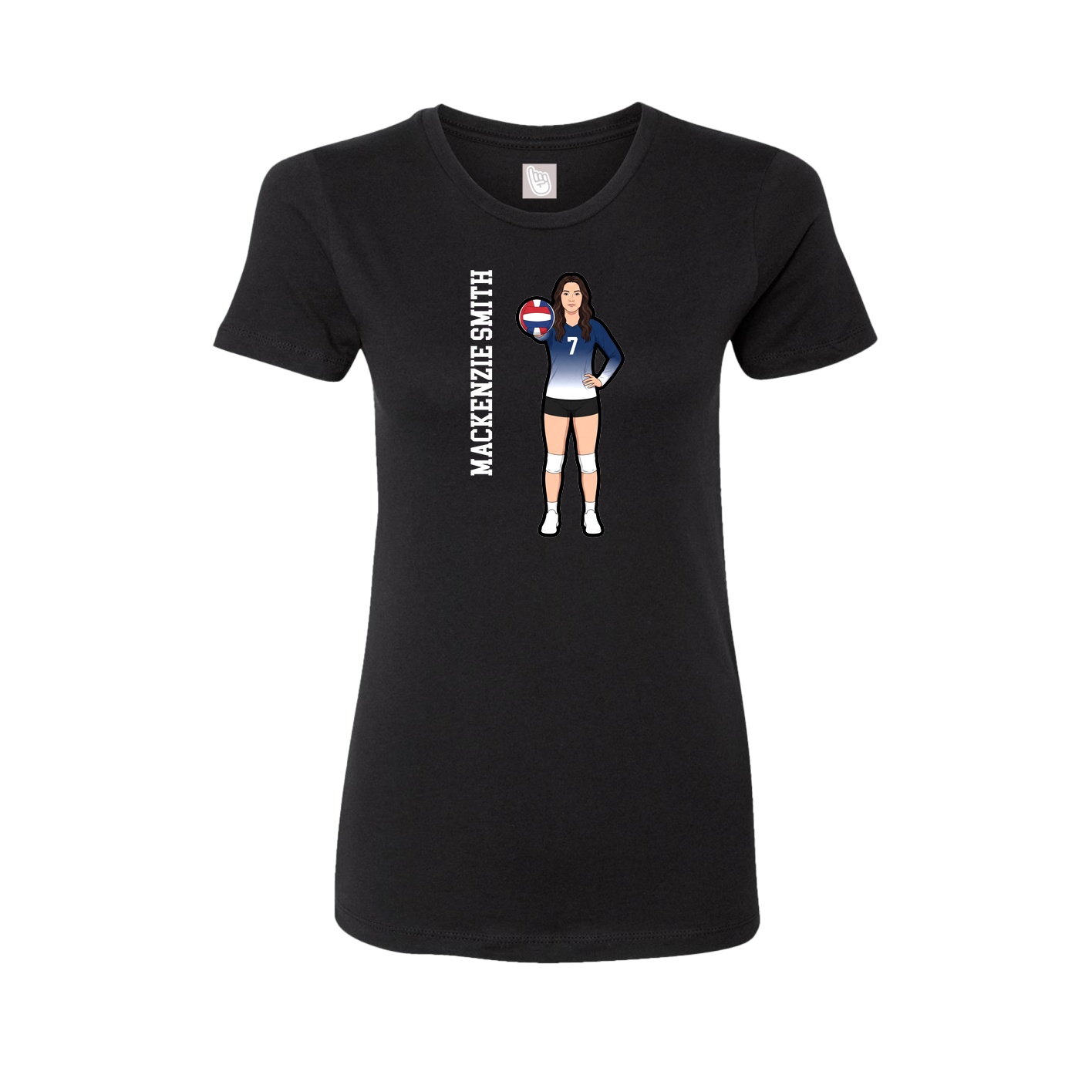 Fitted Women's Tee — Name Vertical in Black