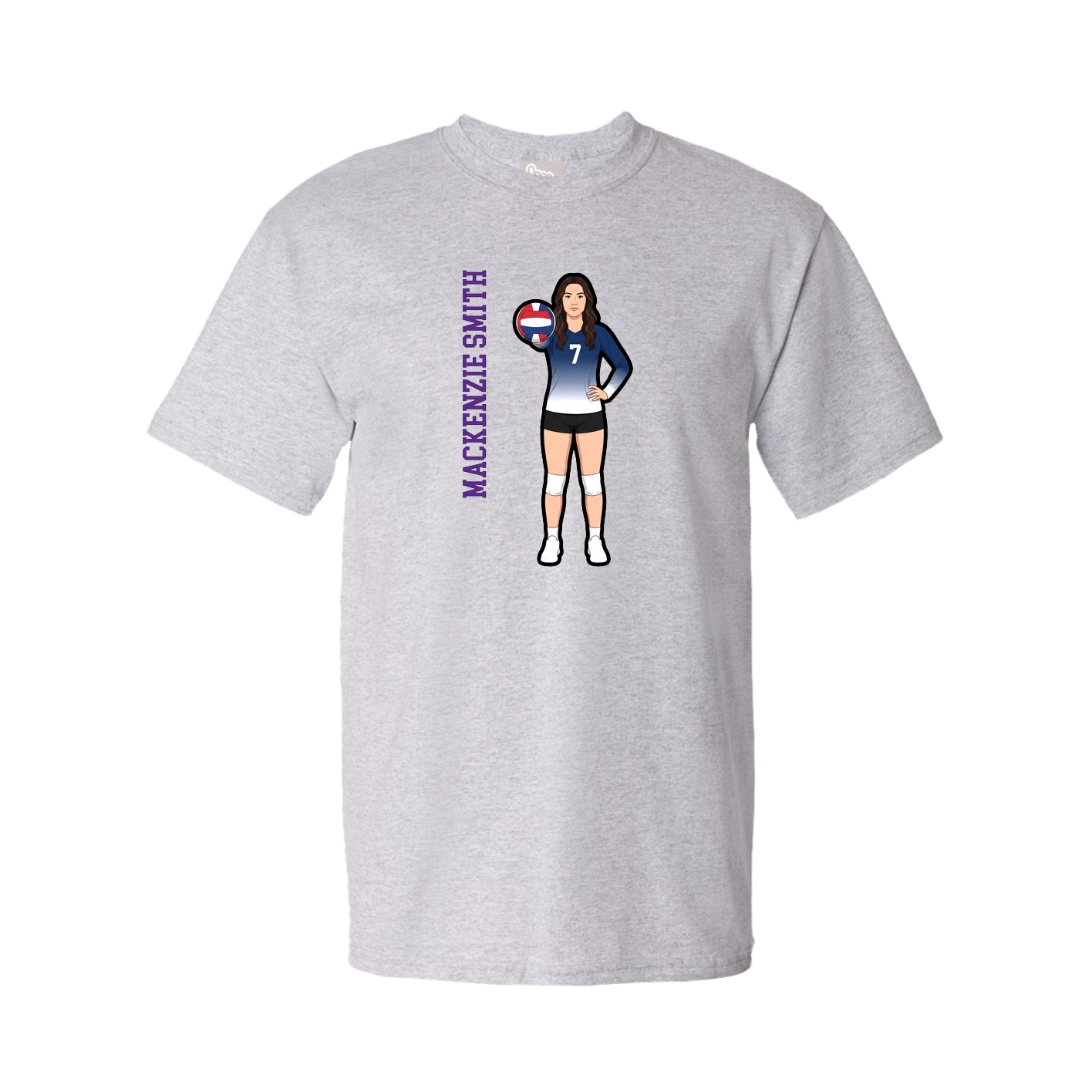 Youth Tee — Name Vertical in Grey
