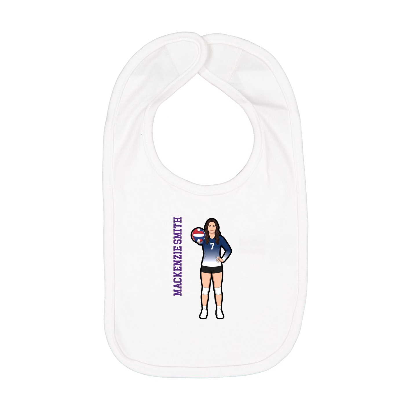 Infant Bib — Name Vertical in White