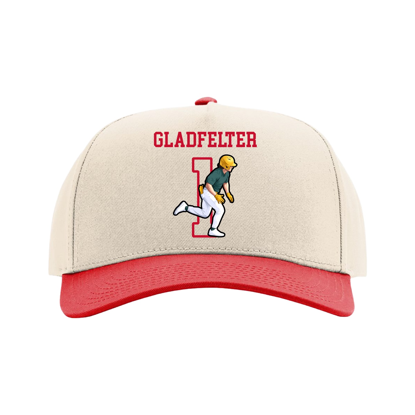 Full Fabric Five-Panel Champ Cap — Shirsey in Cream/Red