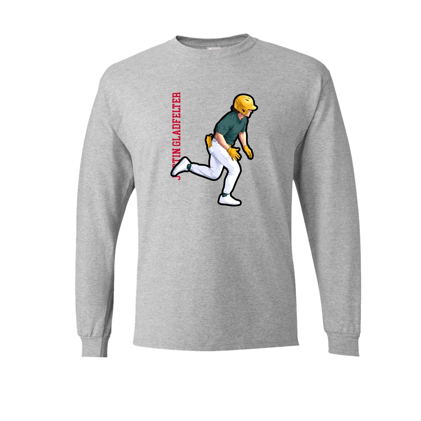 Long Sleeve Tee — Name Vertical in Grey