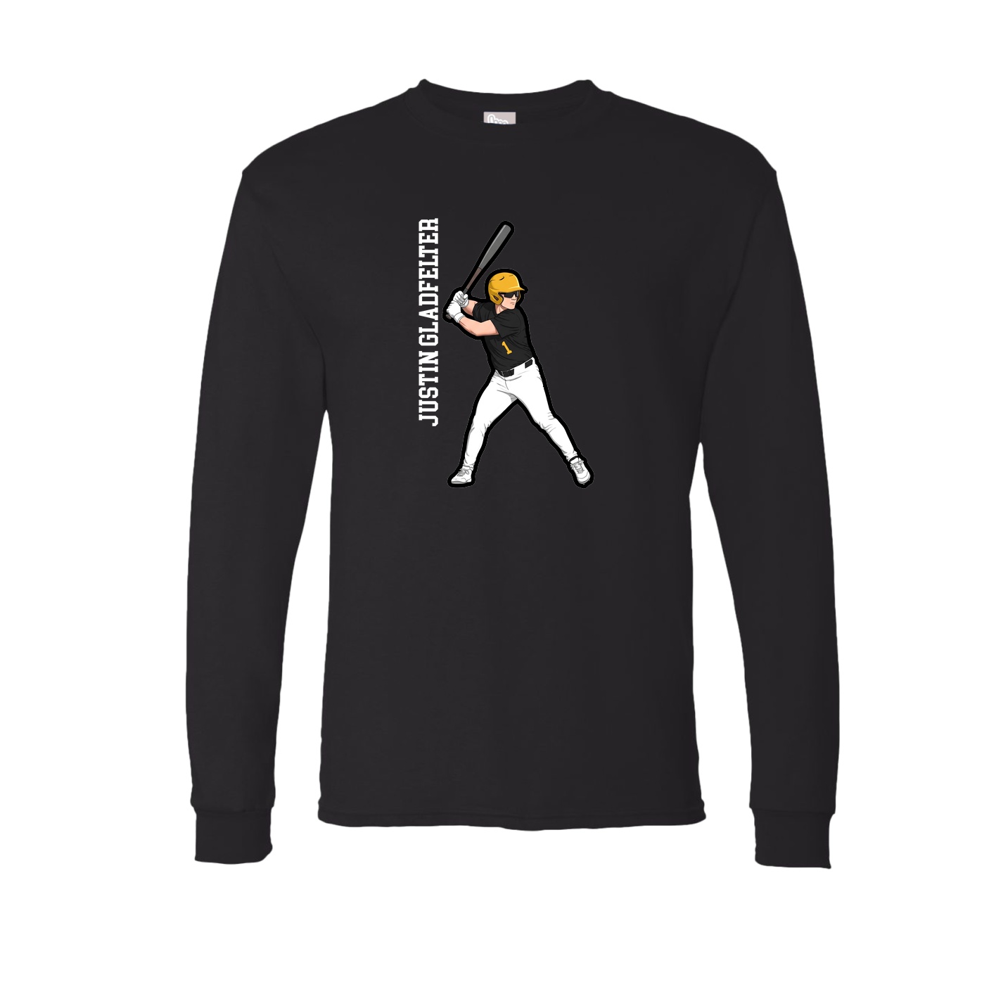 Long Sleeve Tee — Name Vertical in Black