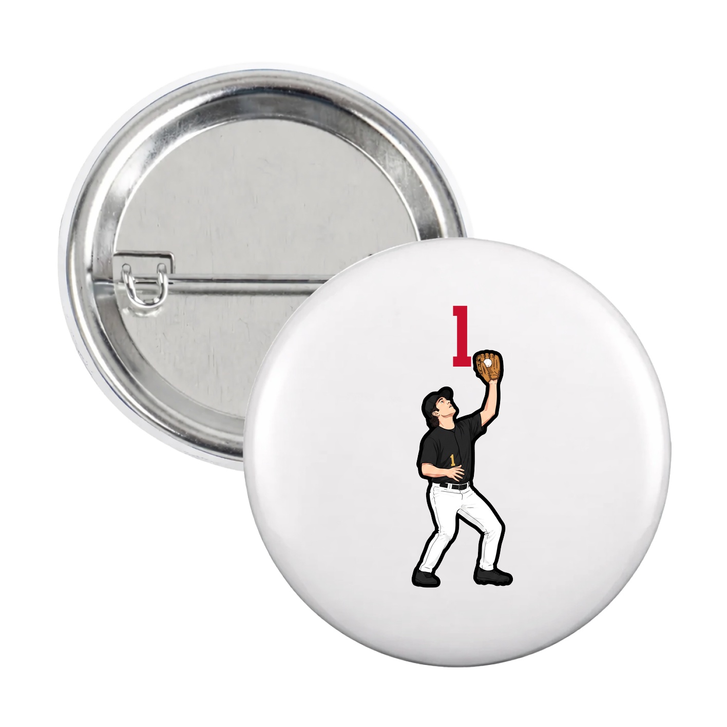 Game Day Button — Number Top in White