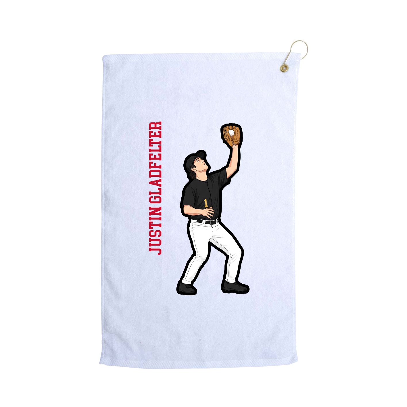 Golf Towel — Name Vertical in White