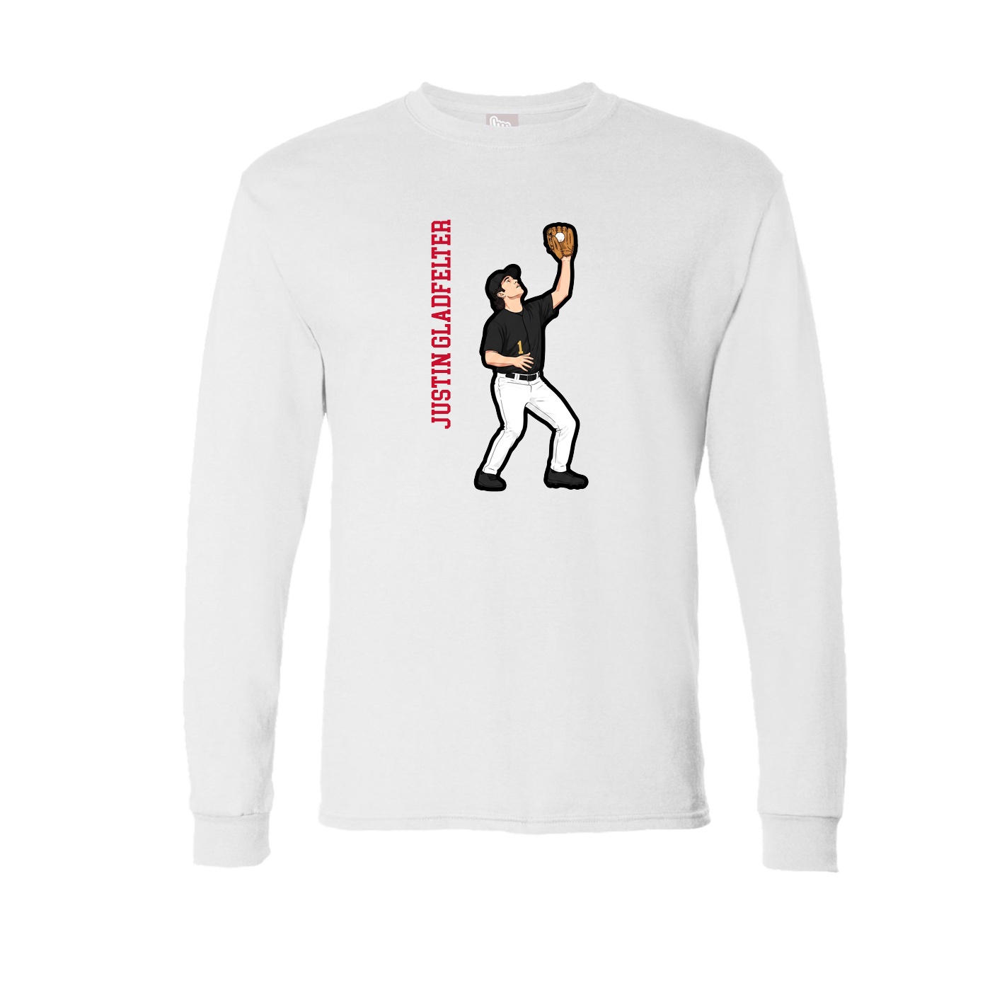 Long Sleeve Tee — Name Vertical in White