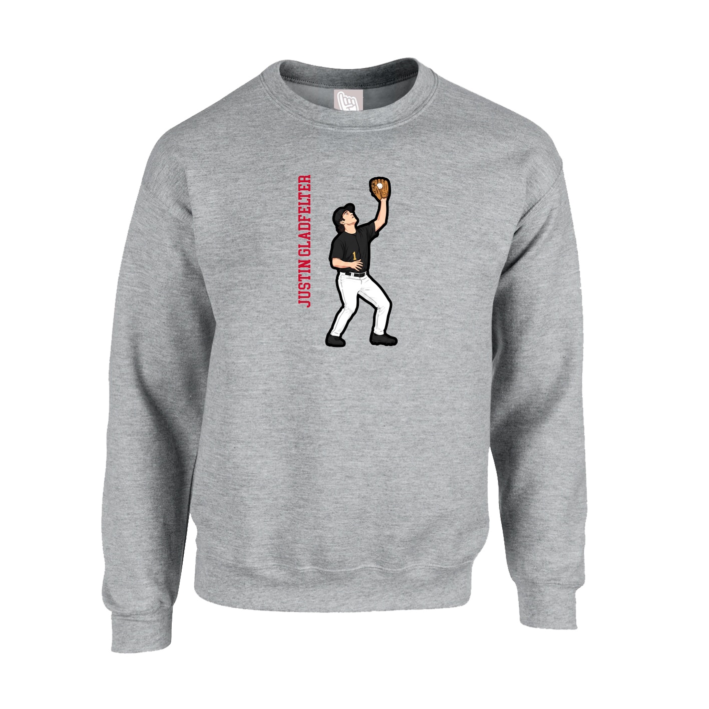 Fleece Crew — Name Vertical in Grey