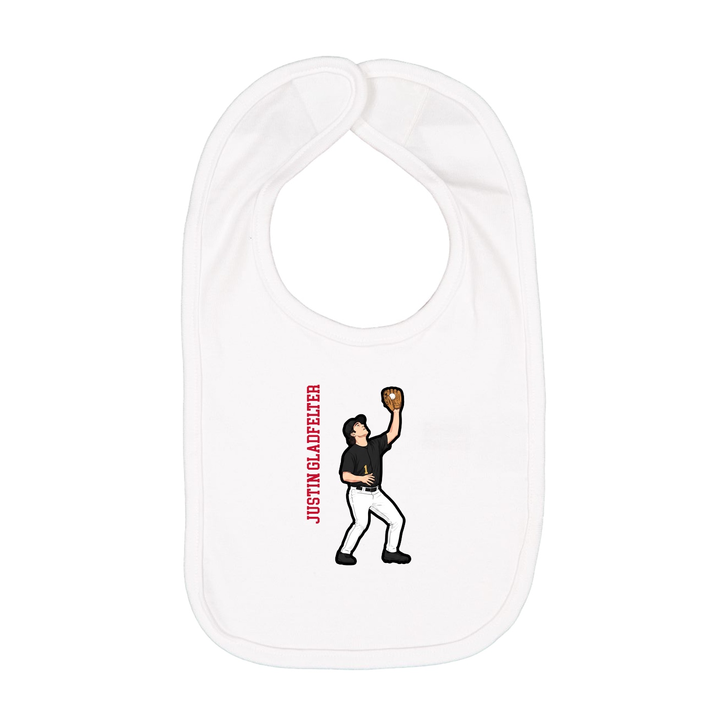 Infant Bib — Name Vertical in White