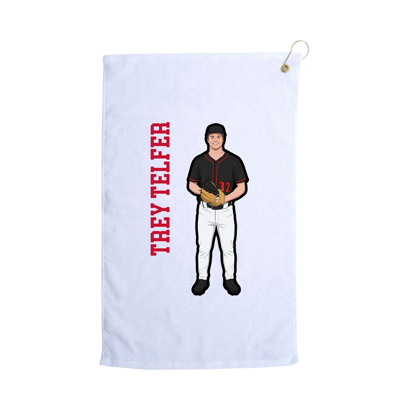 Golf Towel — Name Vertical in White