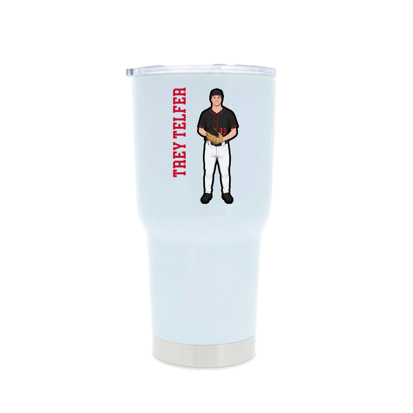 30oz Stainless Steel Tumbler — Name Vertical in White