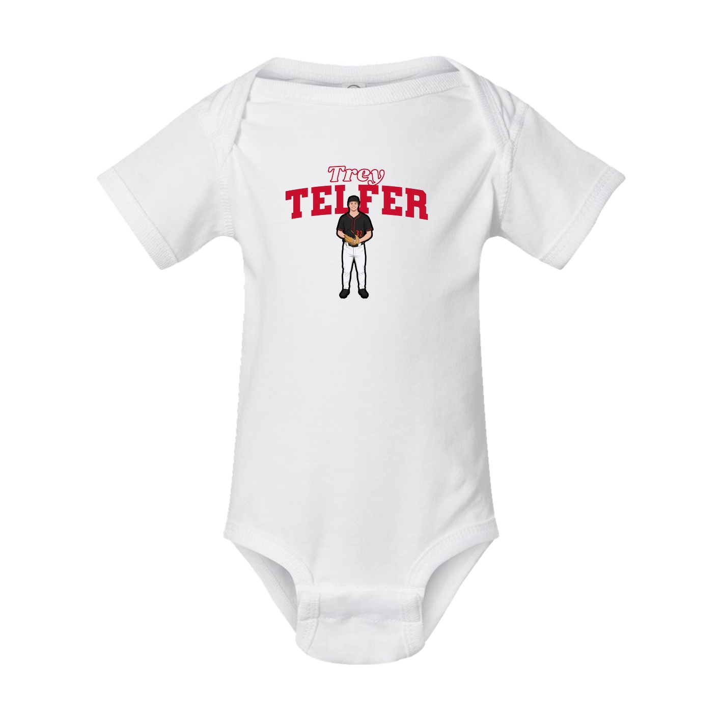 Baby Onesie — Name Arch in White