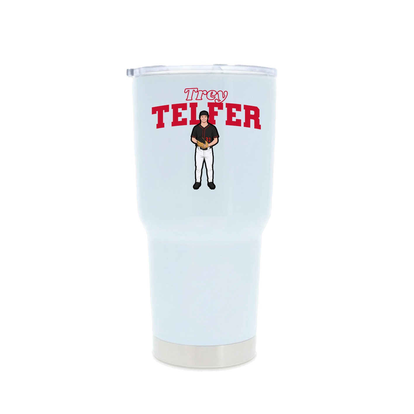30oz Stainless Steel Tumbler — Name Arch in White