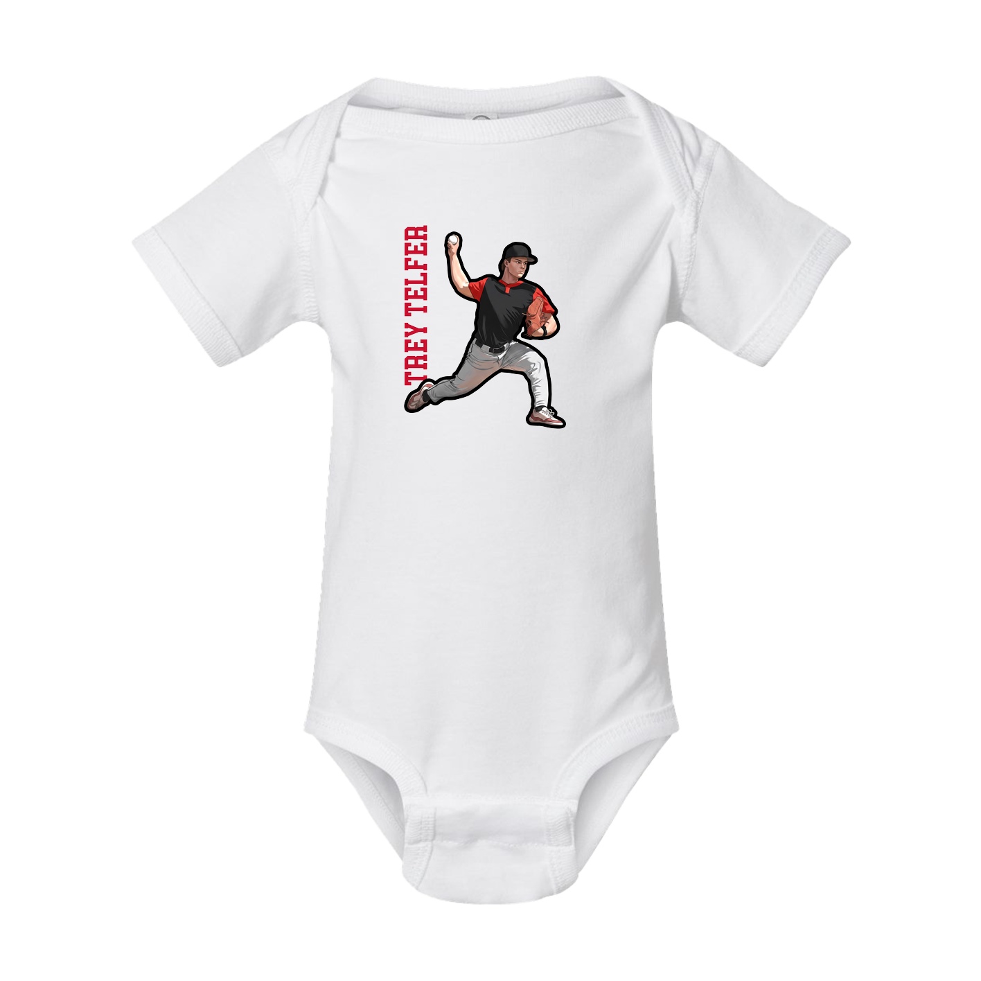 Baby Onesie — Name Vertical in White