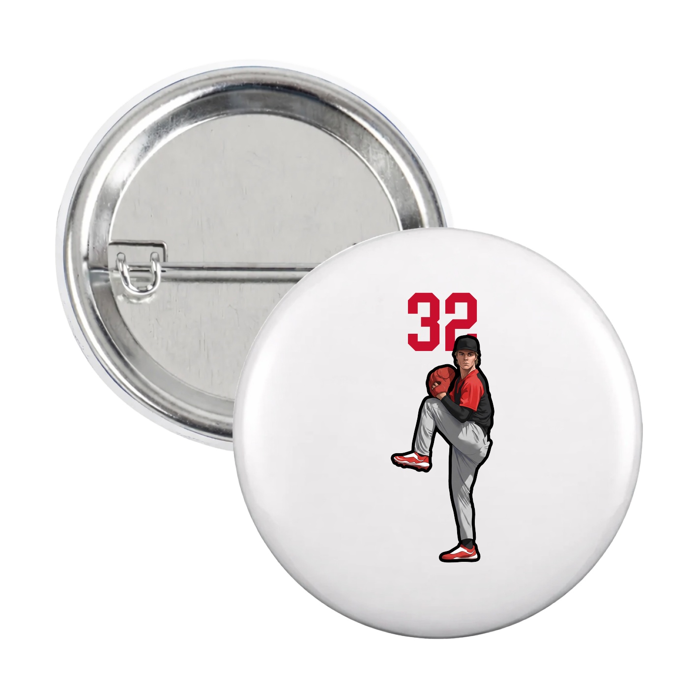 Game Day Button — Number Top in White