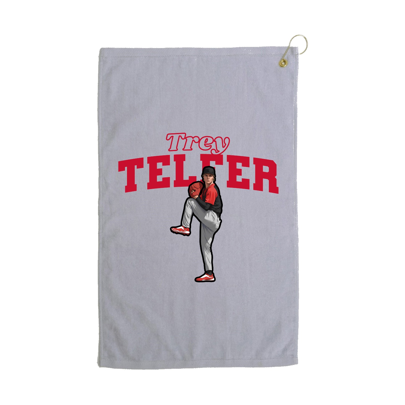 Golf Towel — Name Arch in Grey