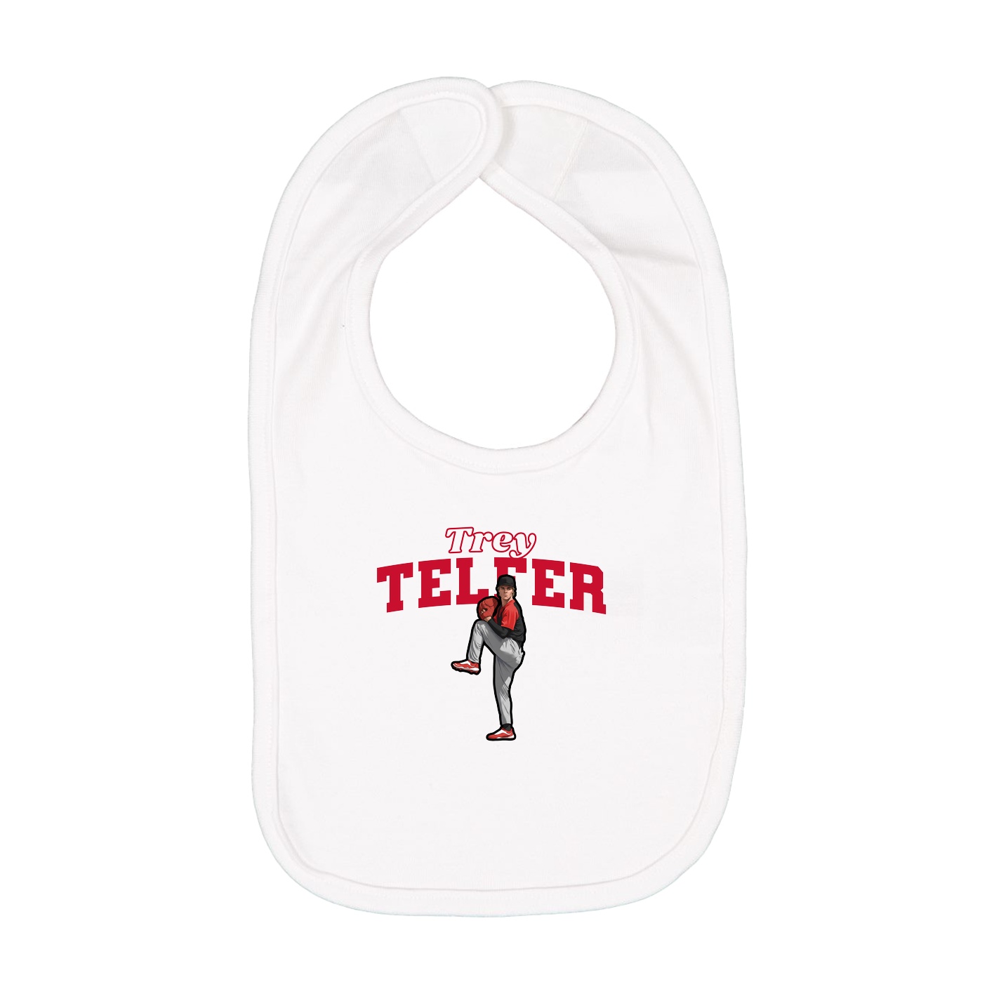 Infant Bib — Name Arch in White