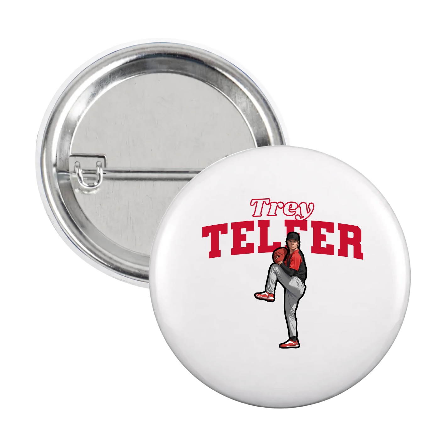 Game Day Button — Name Arch in White