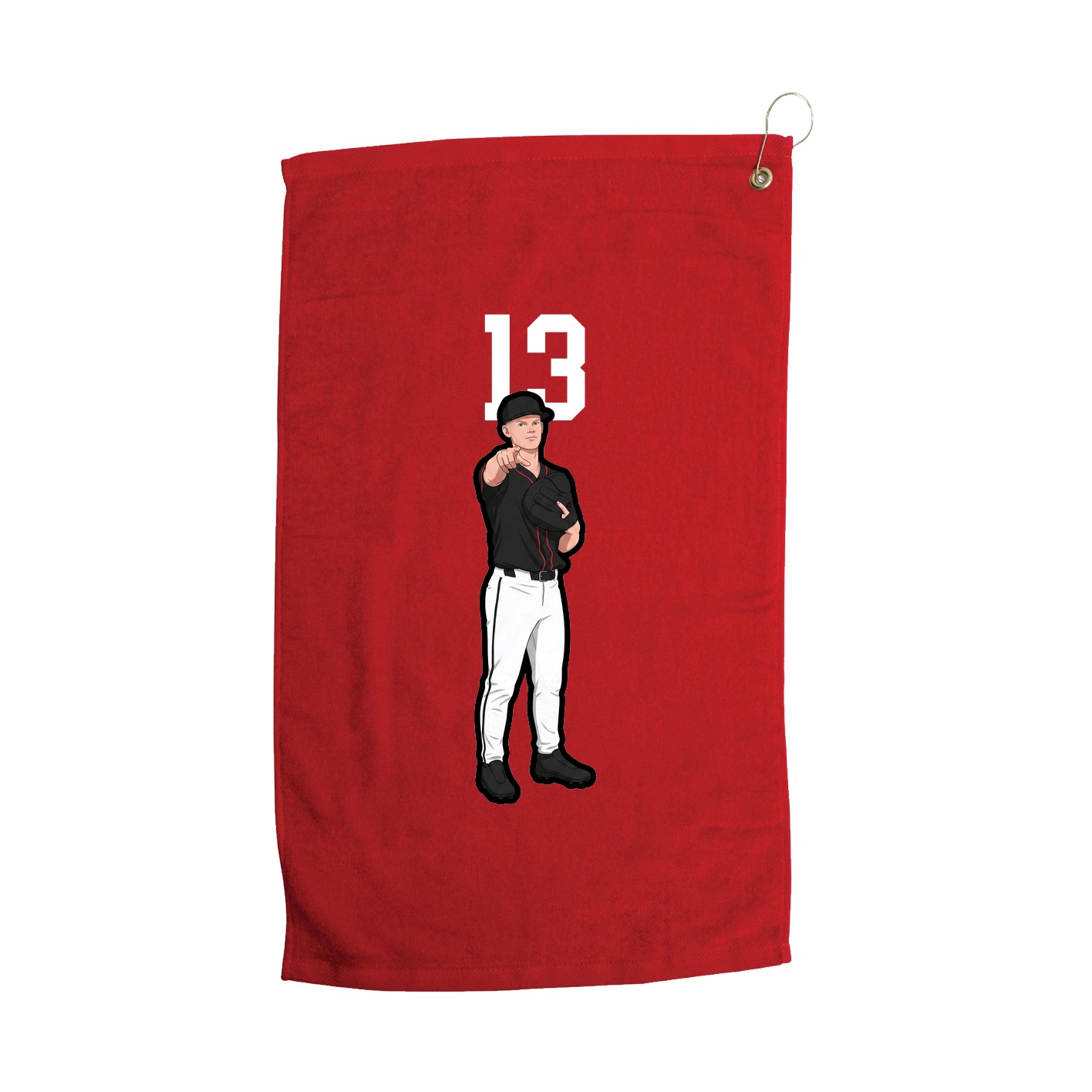 Golf Towel — Number Top in Red
