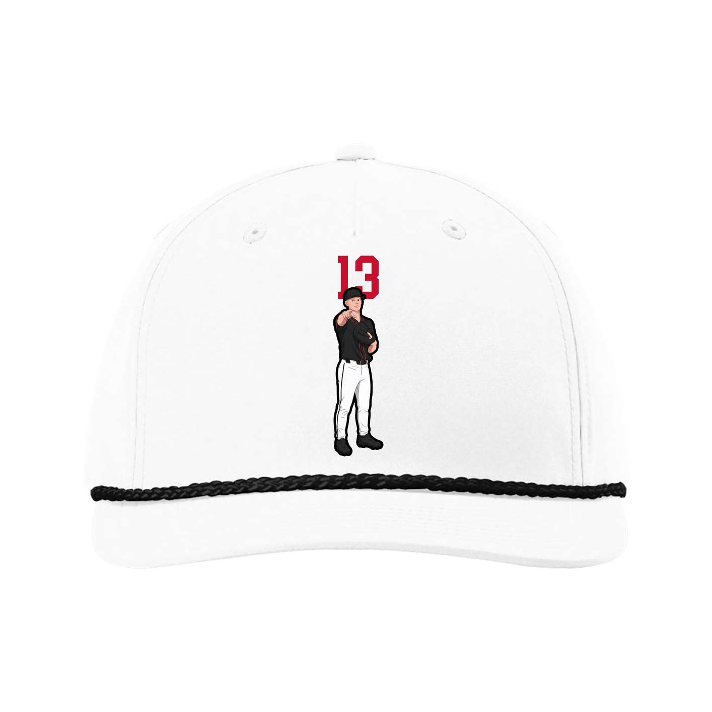 Five-Panel Classic Rope Cap — Number Top in White