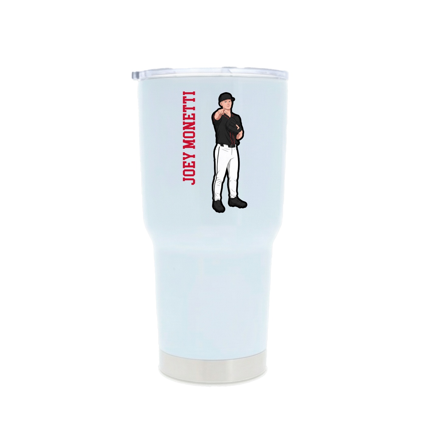 30oz Stainless Steel Tumbler — Name Vertical in White