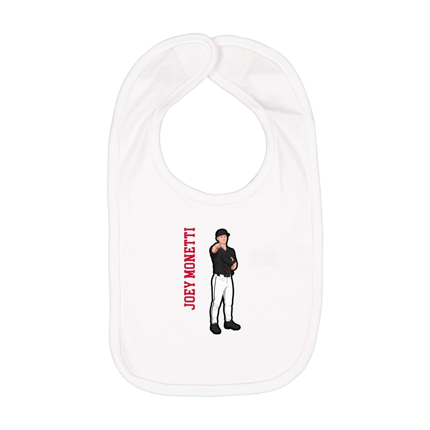 Infant Bib — Name Vertical in White