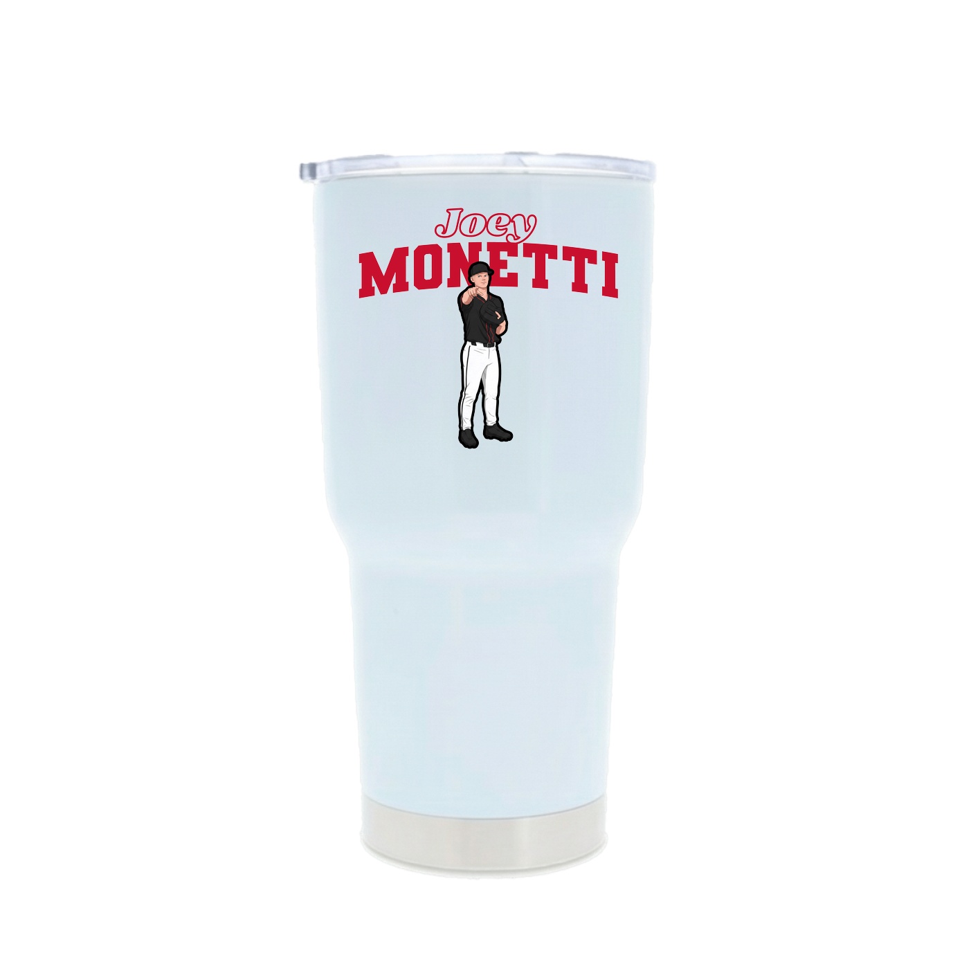 30oz Stainless Steel Tumbler — Name Arch in White