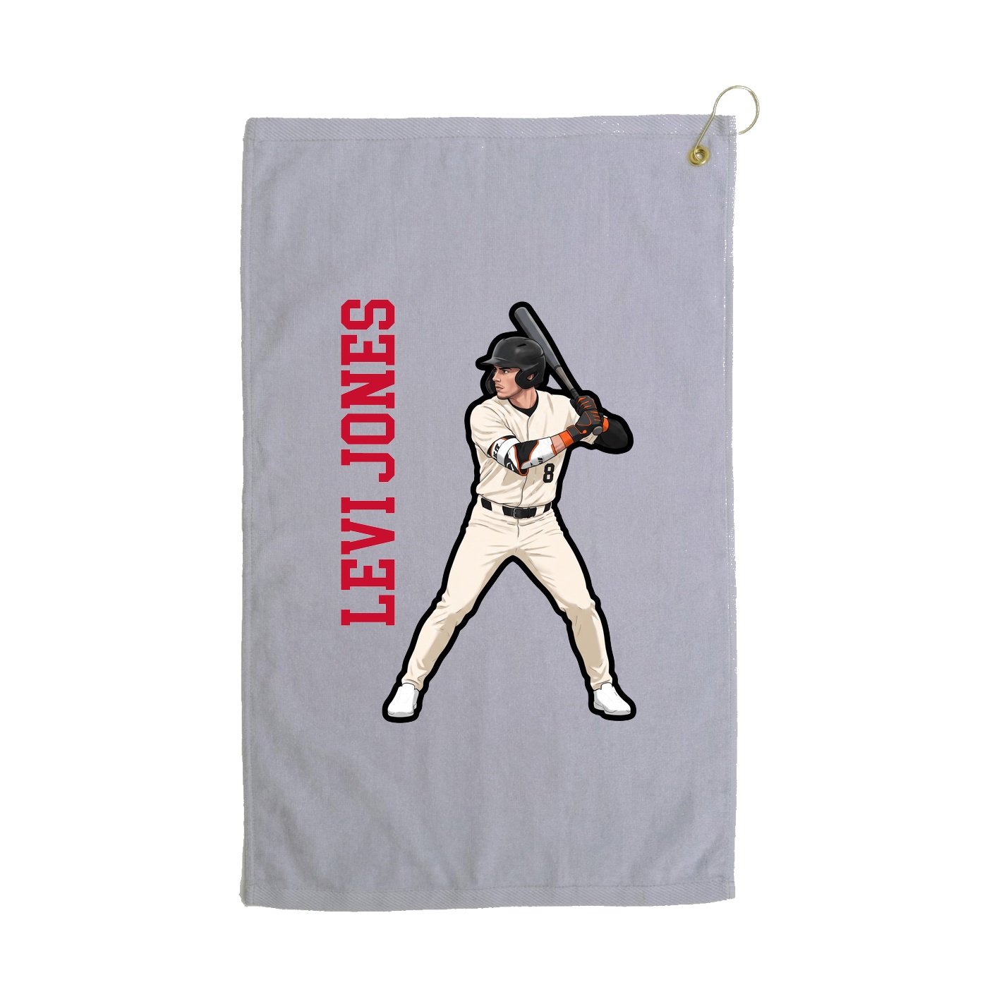 Golf Towel — Name Vertical in Grey