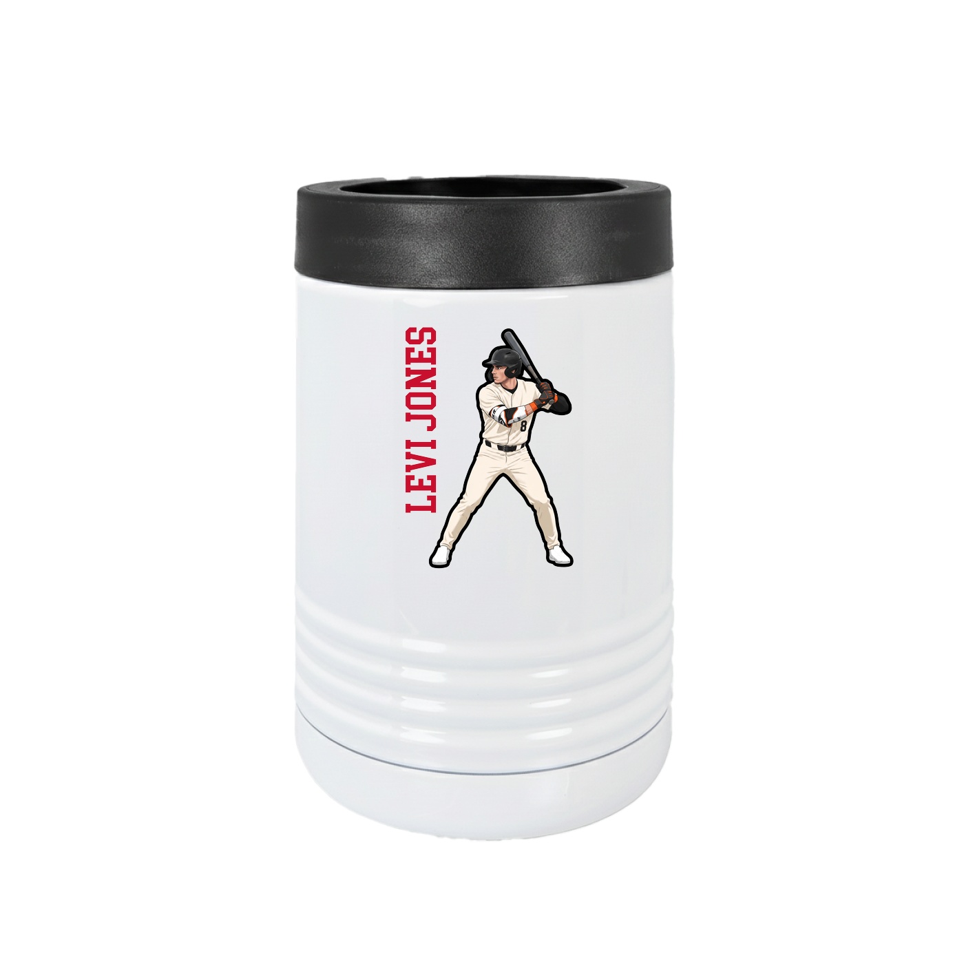 Beverage Holder — Name Vertical in White