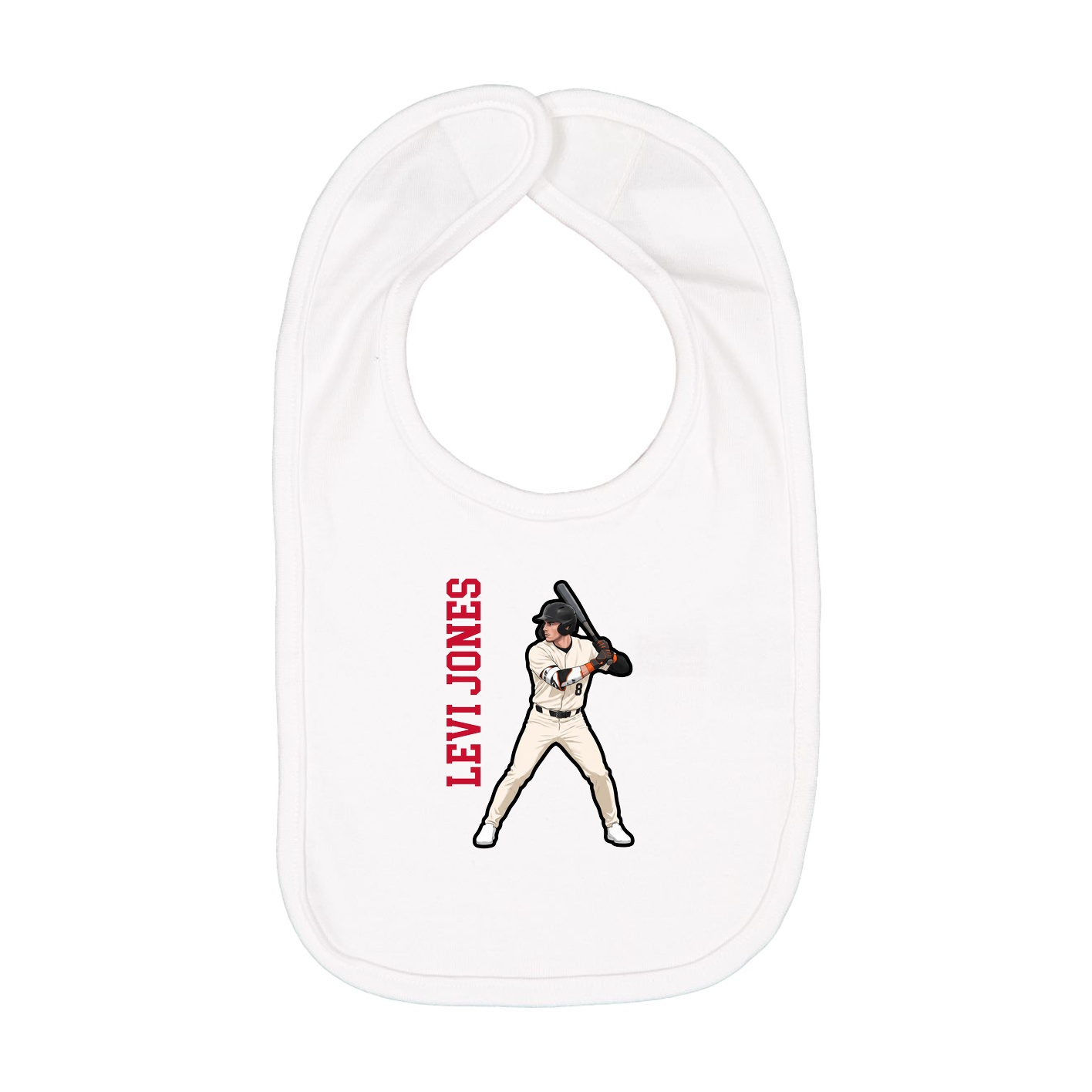 Infant Bib — Name Vertical in White