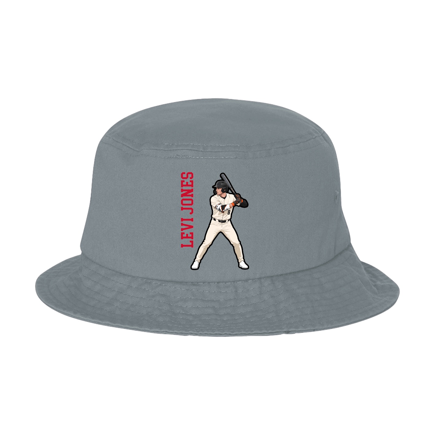 Bucket Cap — Name Vertical in Grey