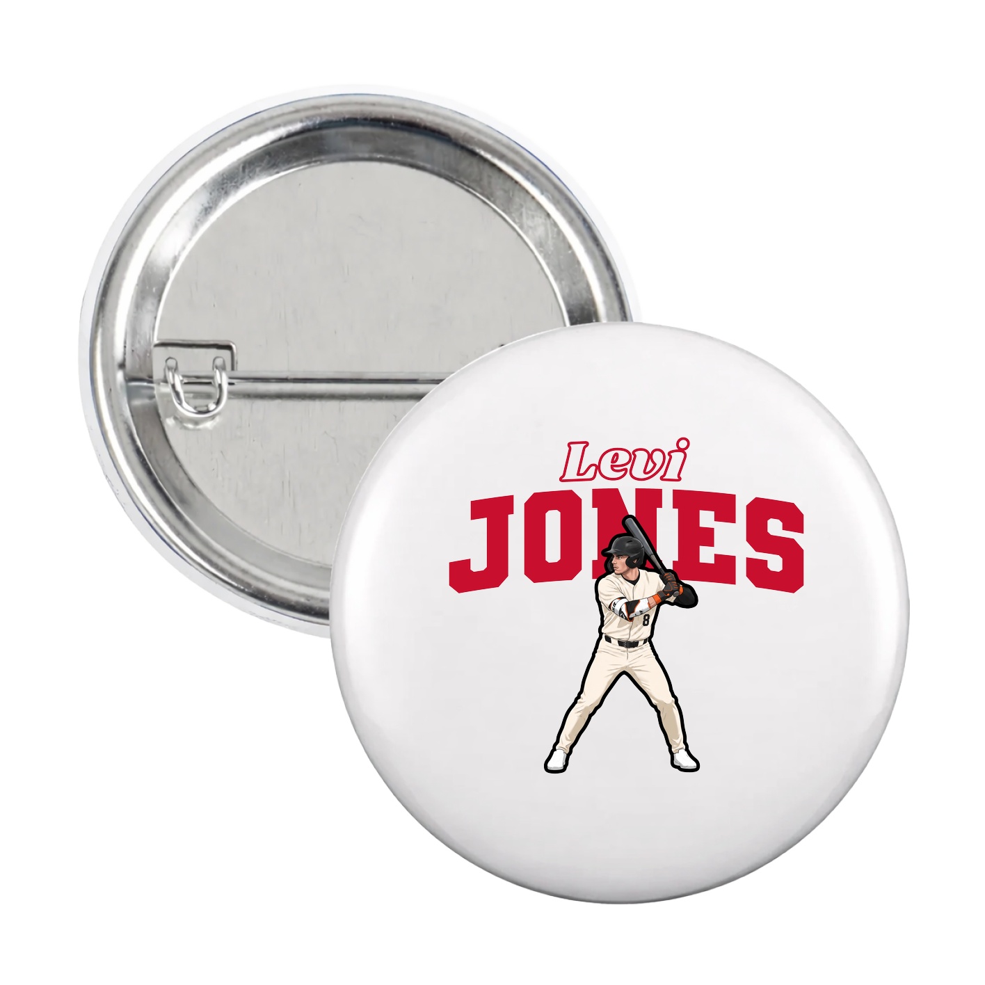 Game Day Button — Name Arch in White