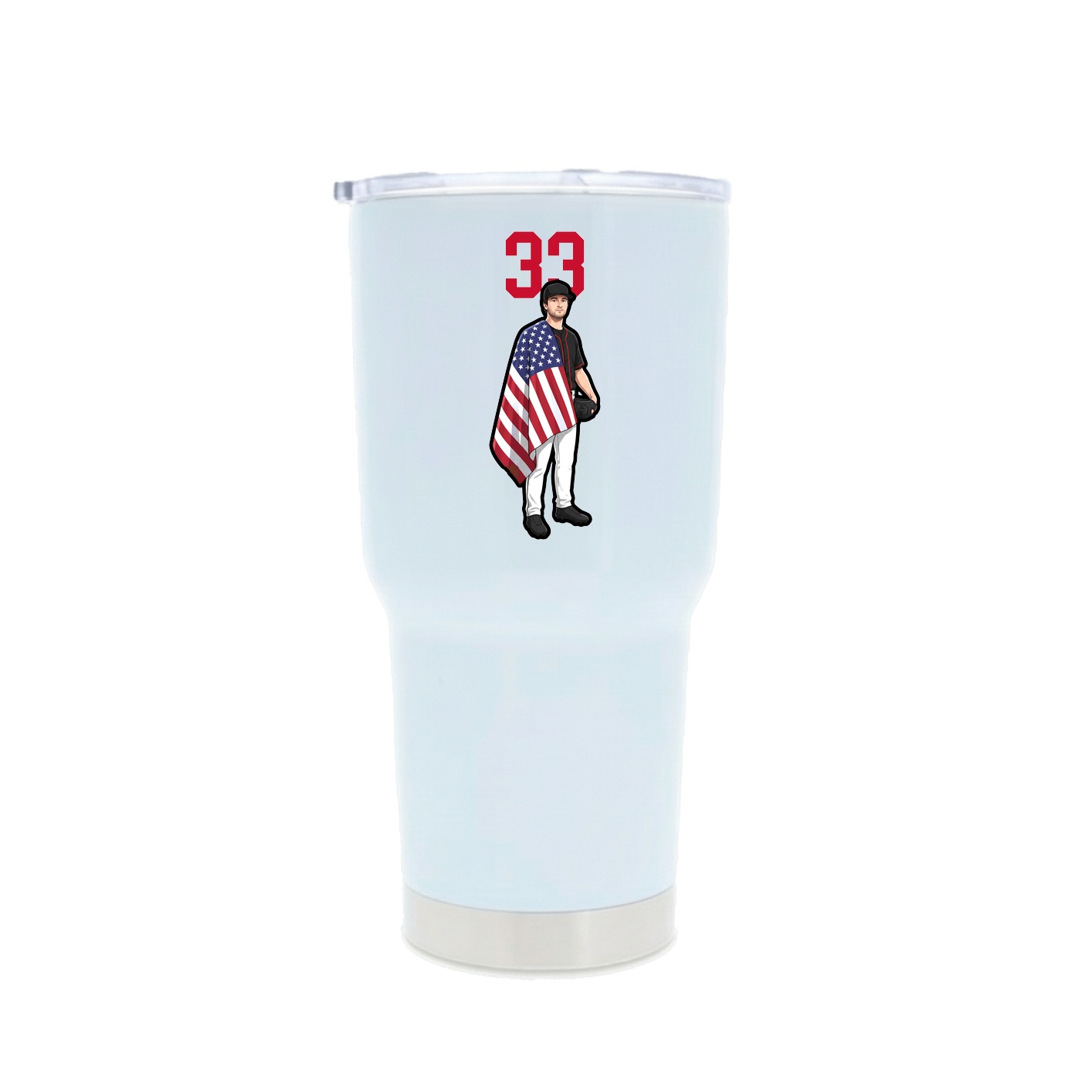 30oz Stainless Steel Tumbler — Number Top in White
