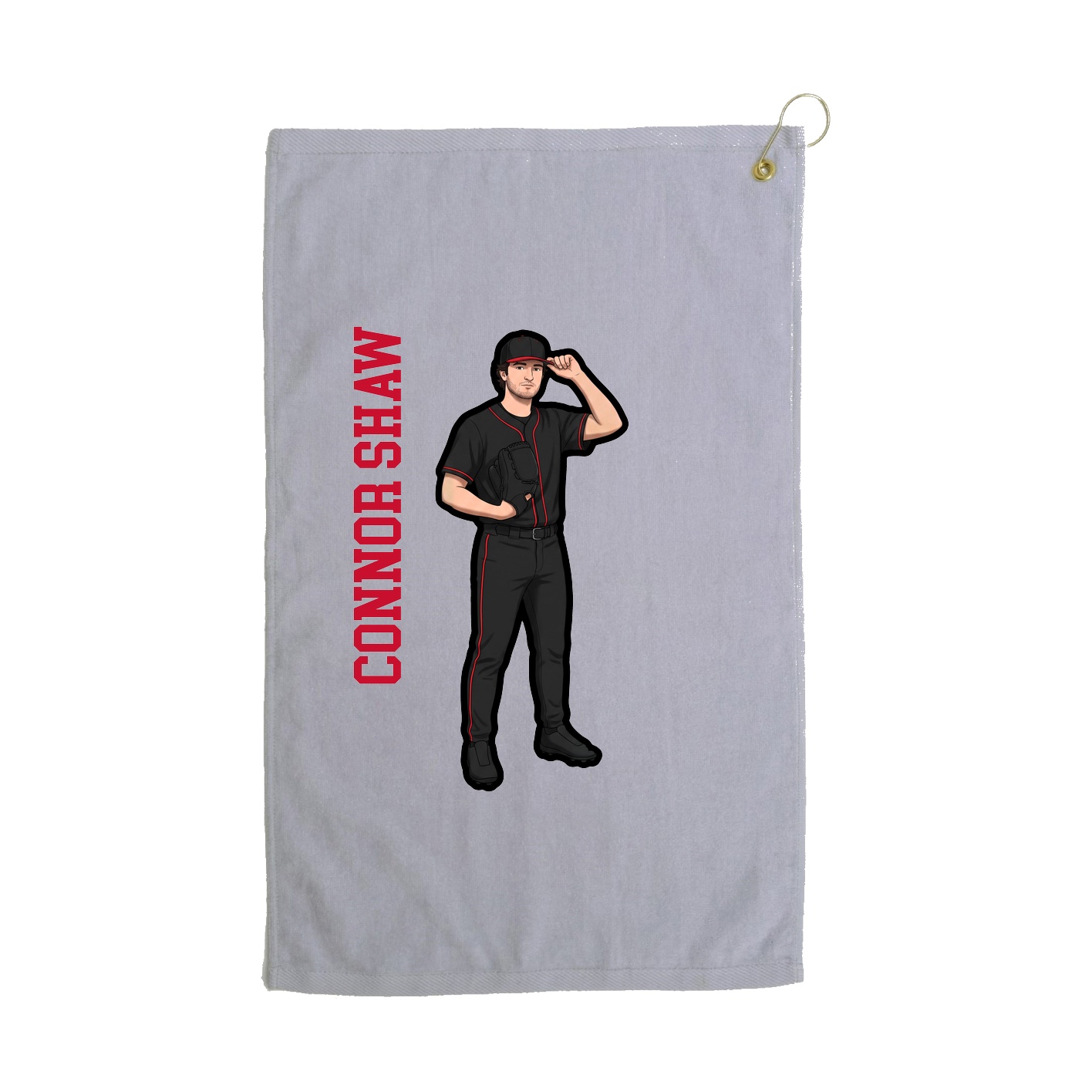Golf Towel — Name Vertical in Grey