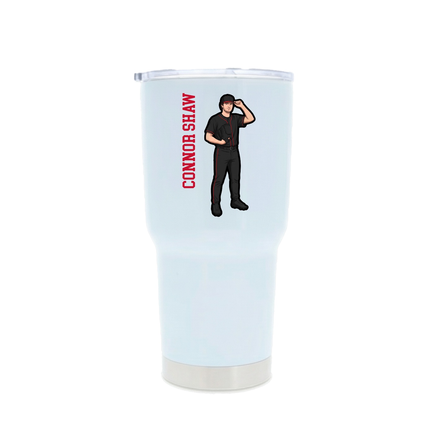 30oz Stainless Steel Tumbler — Name Vertical in White