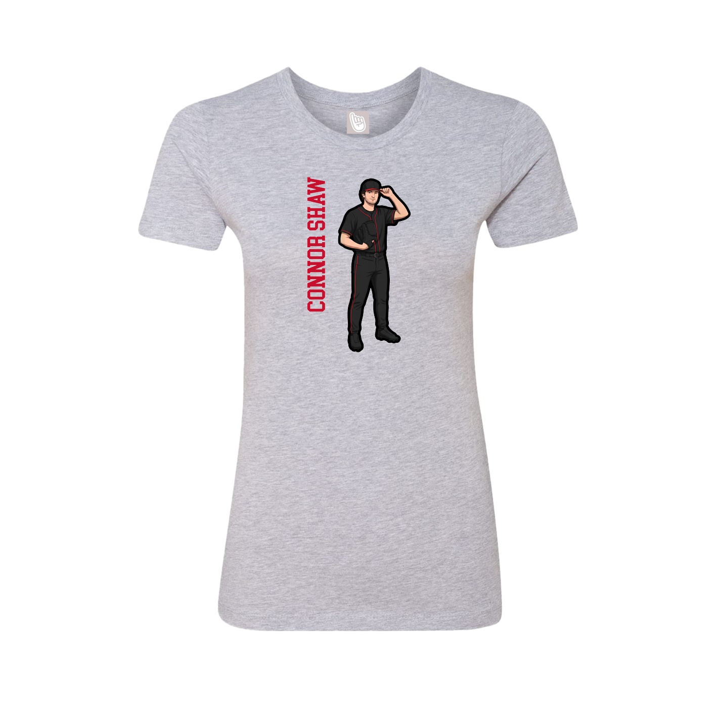 Fitted Women's Tee — Name Vertical in Grey