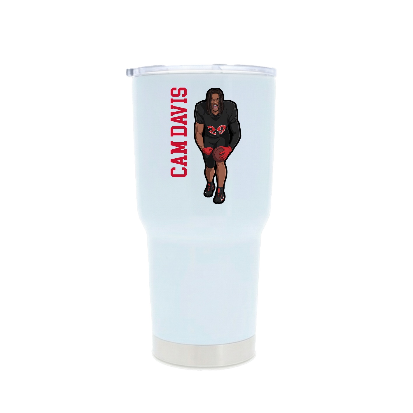 30oz Stainless Steel Tumbler — Name Vertical in White