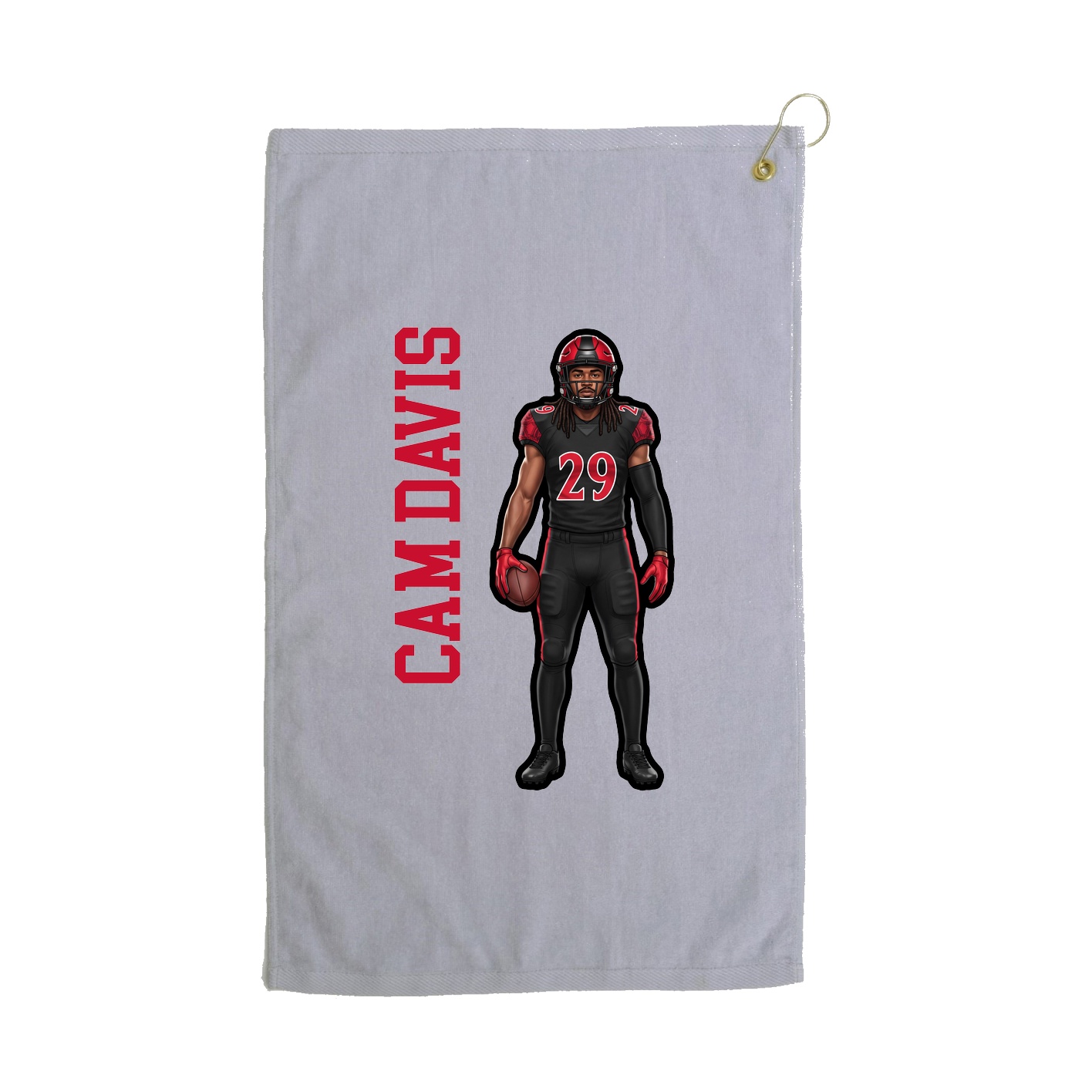Golf Towel — Name Vertical in Grey