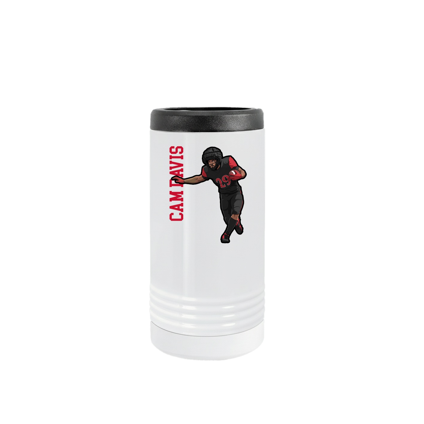 Slim Beverage Holder — Name Vertical in White
