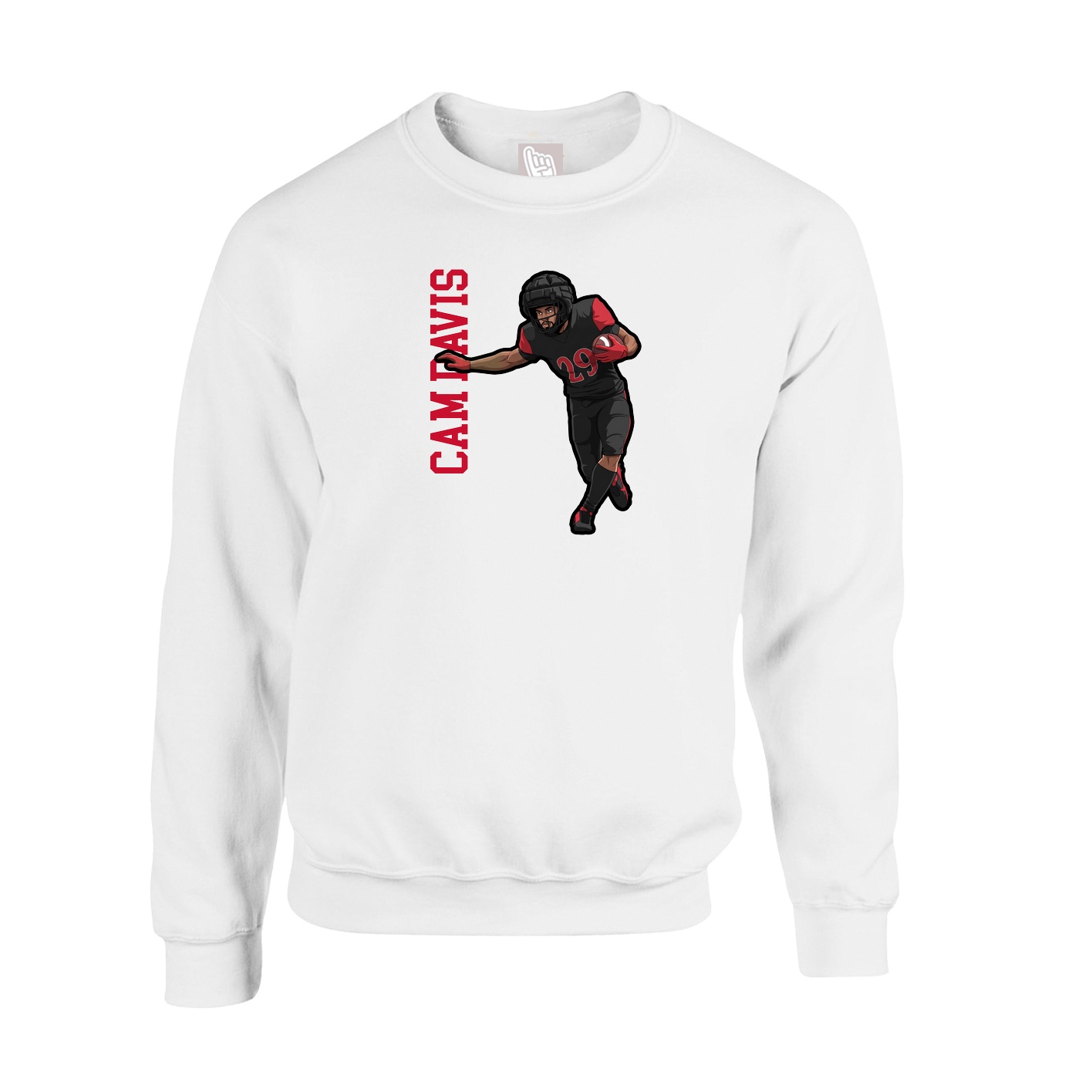 Fleece Crew — Name Vertical in White