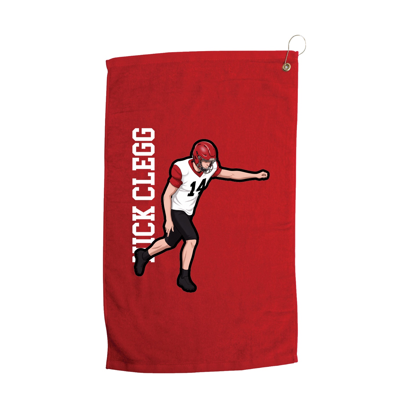 Golf Towel — Name Vertical in Red
