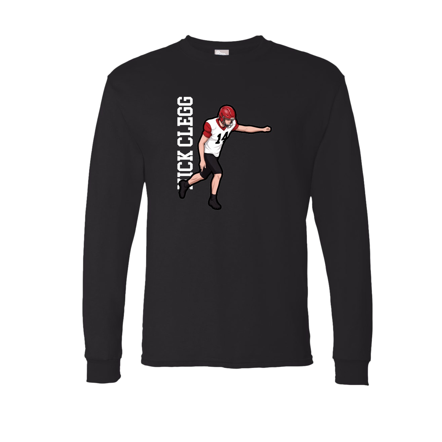 Long Sleeve Tee — Name Vertical in Black