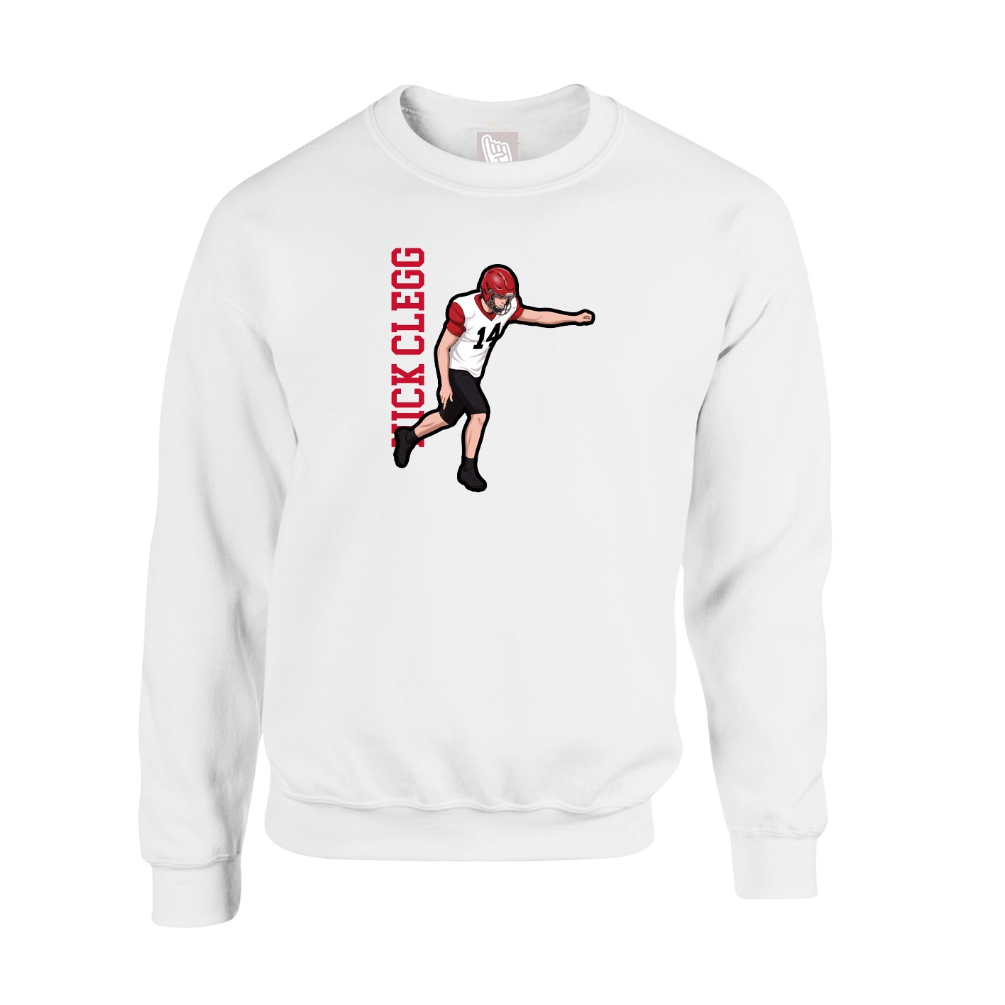 Fleece Crew — Name Vertical in White