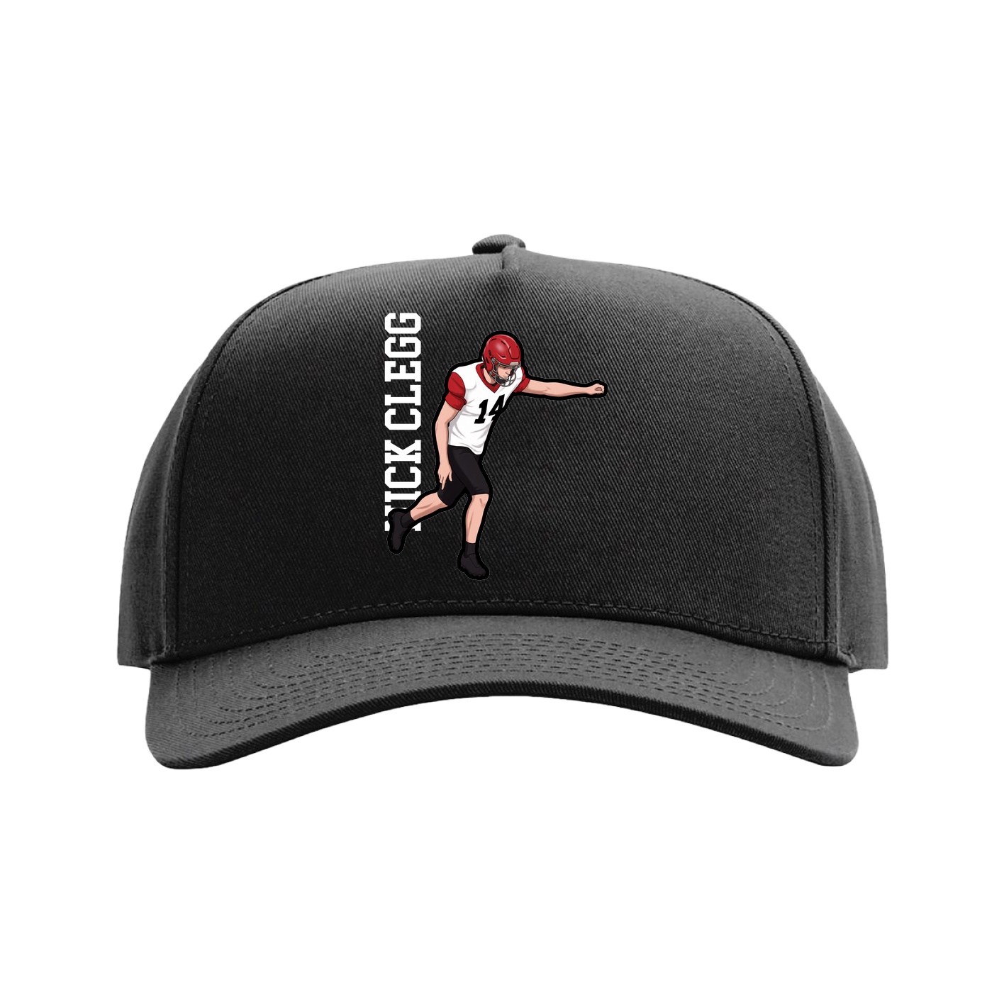 Full Fabric Five-Panel Champ Cap — Name Vertical in Black