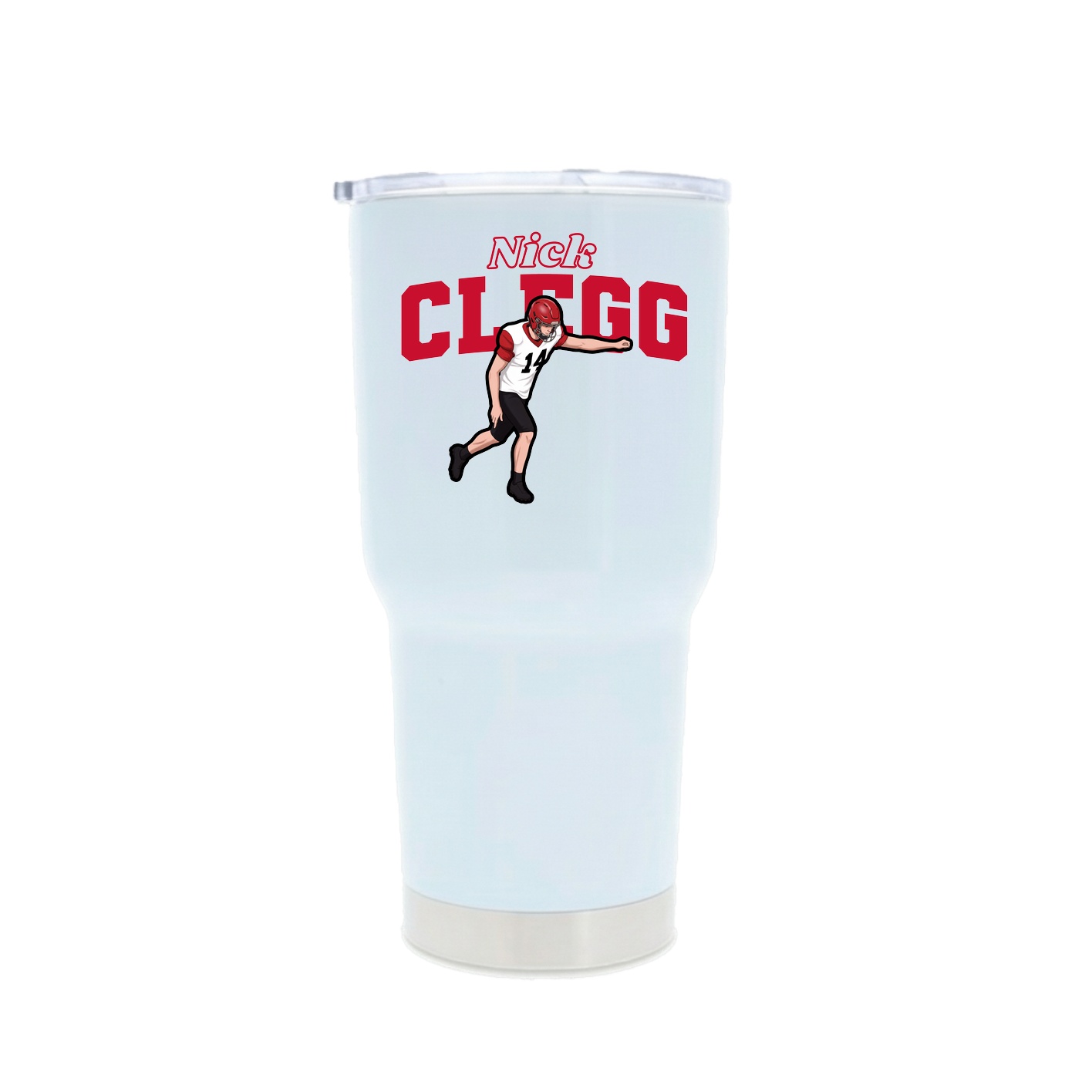30oz Stainless Steel Tumbler — Name Arch in White