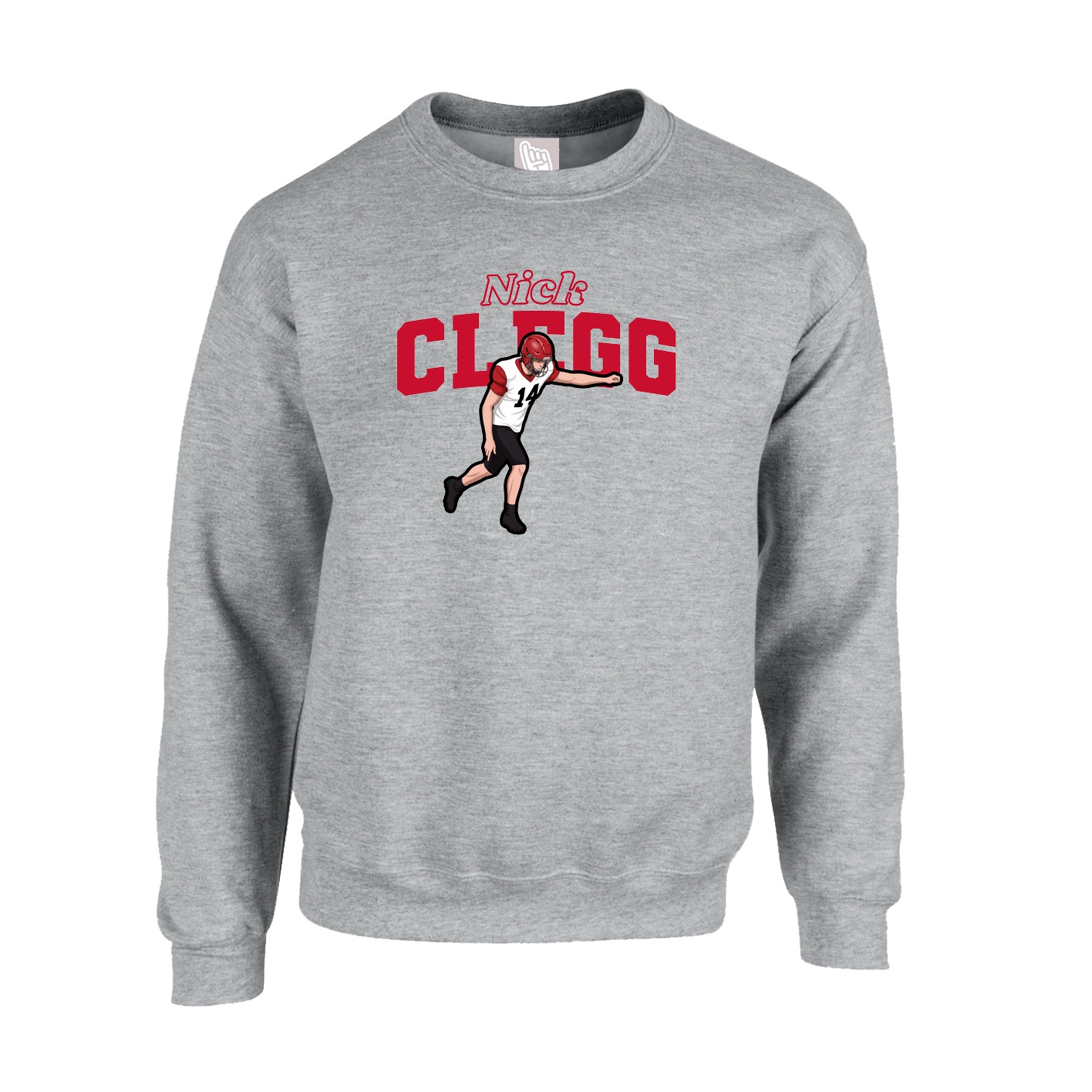 Fleece Crew — Name Arch in Grey
